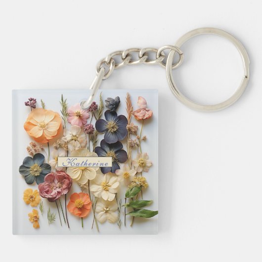 Dried Pressed Flowers Schlüsselanhänger (Rückseite)