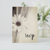 Dried Wheat and Daisy Country Farm Wedding RSVP Karte (Stehend Vorderseite)