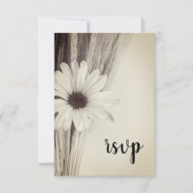 Dried Wheat and Daisy Country Farm Wedding RSVP