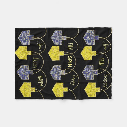 Driedel Fun Hanukkah Fleece Blanket (Vorderseite (Horizontal))