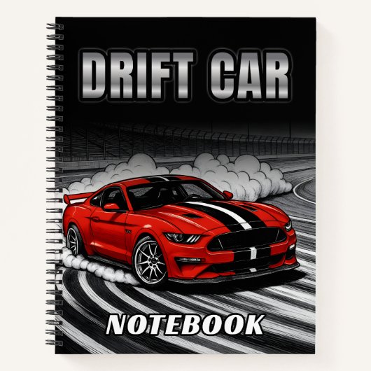 Drift-Auto rotes Muscle Hardcover Spiral Notizbuch (Vorderseite)