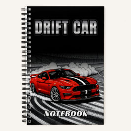 Drift-Auto rotes Notizbuch-Cover Notizblock