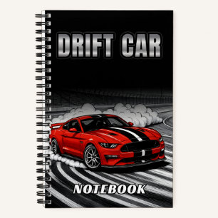 Drift-Auto rotes Notizbuch-Cover Notizblock