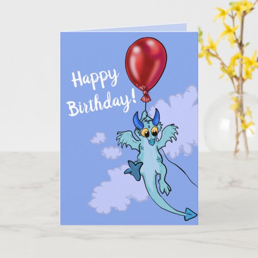 Drift Away Balloon Dragon Birthday Karte (Gelbe Blume)