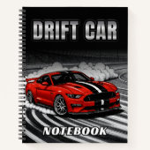 Drift Car Red Muscle Hardcover Spiral Notebook Notizblock (Vorderseite)