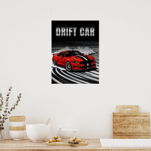Drift Car Red Muscle Poster (Küche)