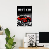 Drift Car Red Muscle Poster (Heimbüro)