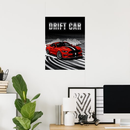 Drift Car Red Muscle Poster (Heimbüro)