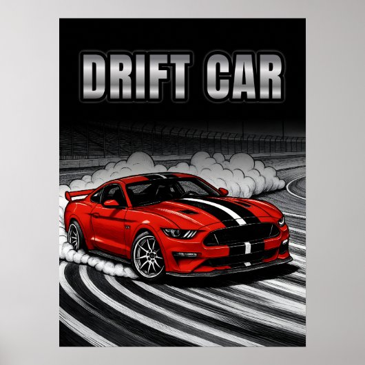 Drift Car Red Muscle Poster (Vorne)