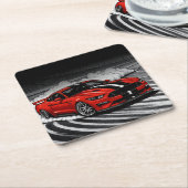 Drift Car Roter Muscle Rechteckiger Pappuntersetzer (angewinkelt)
