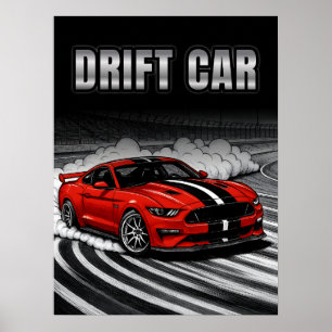 Drift Car Roter Muskel Poster