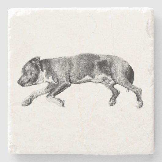 Drift in Calm - Detaillierte Dog-Nummer Steinuntersetzer (Vorderseite)