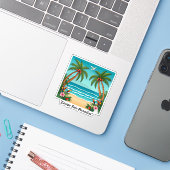 "Drift in Paradise" Aufkleber (Laptop mit iPhone)