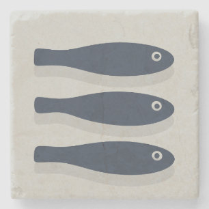 Drift in Silence Deep Navy & Seafoam Gray Steinuntersetzer