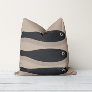 Drift In Silence - Wettergegerbtes Taupe & Indigo Kissen