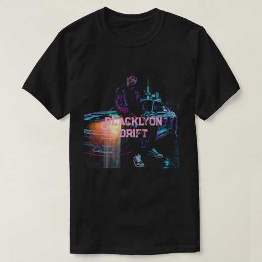 Drift-Rennsport schwarzes Lyon 53 T-Shirt (Design vorne)