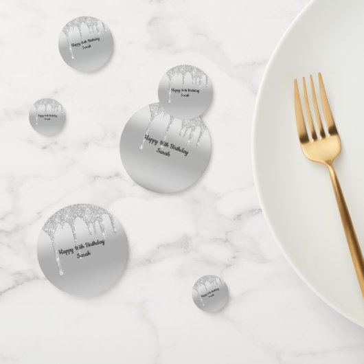 Driften Glitzer Silver Personalisiert Geburtstag Konfetti (Gruppe)