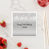 Driften Glitzer Silver Personalisiert Geburtstag Serviette (Beispiel)