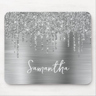 Driften Silver Glitzer Glam Name Mousepad