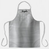 Driften Silver Glitzer Glam Personalisiert L Schürze (Vorderseite)