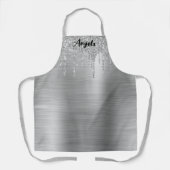Driften Silver Glitzer Glam Personalisiert Schürze (Vorderseite)