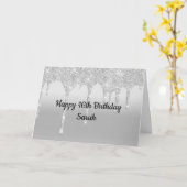 Driften von Glitzer Silver Personalisiert Geburtst Karte (Gelbe Blume)