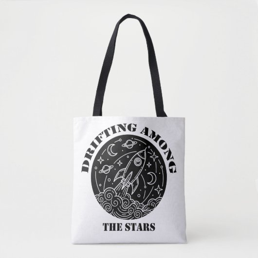 Drifting Among The Stars Rocket Ship Space Art Tasche (Vorderseite)