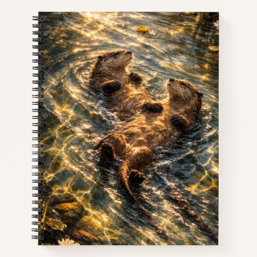 Drifting Together | River Otter Art | Notebook Notizblock (Vorderseite)