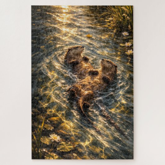 Drifting Together | River Otter Art | Puzzle (Vertikal)