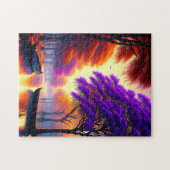 "Drifting Tranquility: Kanus unter Jacarandas Puzzle (Horizontal)