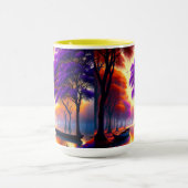 "Drifting Tranquility: Kanus unter Jacarandas Tasse (Zentrum)