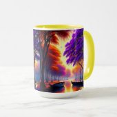 "Drifting Tranquility: Kanus unter Jacarandas Tasse (VorderseiteRechts)