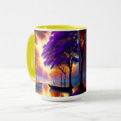 "Drifting Tranquility: Kanus unter Jacarandas Tasse (Vorderseite Links)