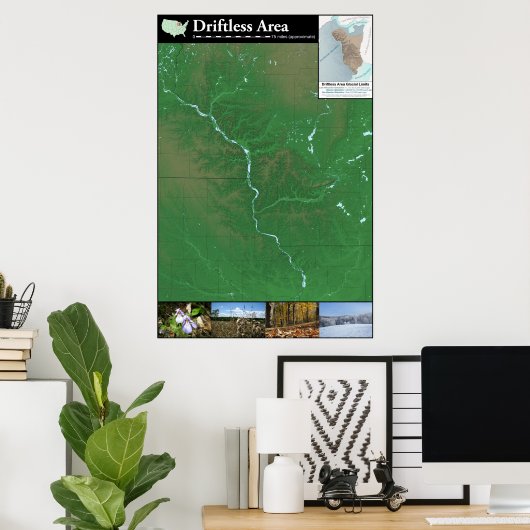 Driftless Area Map Poster (24x36in) (Heimbüro)