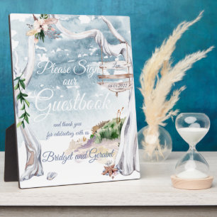 Driftwood Arbor Beach Wedding Guestbook Fotoplatte
