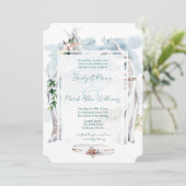 Driftwood Arbor Boho Beach Wedding Einladung (Stehend Vorderseite)