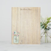 Driftwood Barwood Wood Rustic Mason Jar Garden Flo Briefbogen (Stehend Vorderseite)