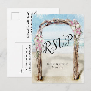 Driftwood Beach Arbour mit Rose Wedding RSVP Postkarte