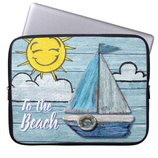 Driftwood Beach Design Yacht 13" Laptop Sleeve. Laptopschutzhülle (Vorderseite)