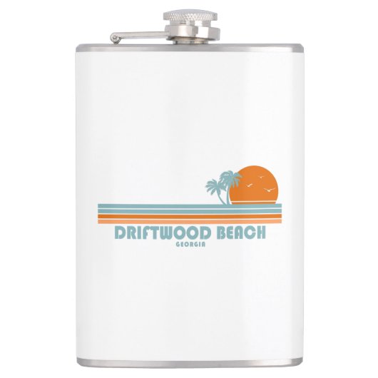 Driftwood Beach Georgia Sun Palm Trees Flachmann (Vorderseite)