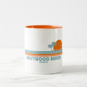 Driftwood Beach Georgia Sun Palm Trees Zweifarbige Tasse (Mittel)