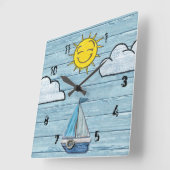 Driftwood Beach mit Zahlen. M Quadratische Wanduhr (Winkel)