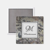 Driftwood Foto Beach Abstrakt Earth Tone Monogram Magnet (Vorderseite/Rückseite)