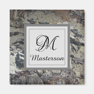 Driftwood Foto Beach Abstrakt Earth Tone Monogram Magnet