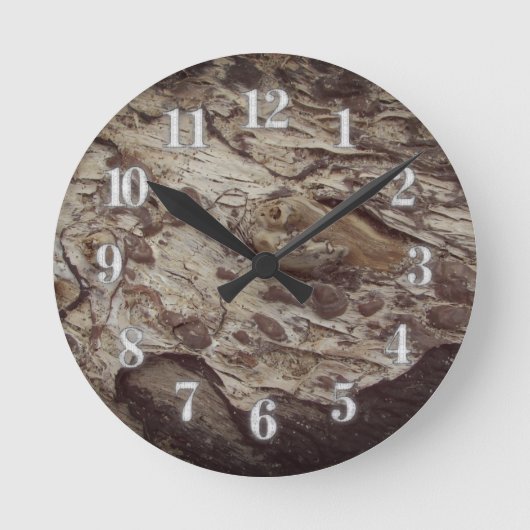 Driftwood Gran Pattern Foto Rustikales Holzkorn Runde Wanduhr (Vorderseite)