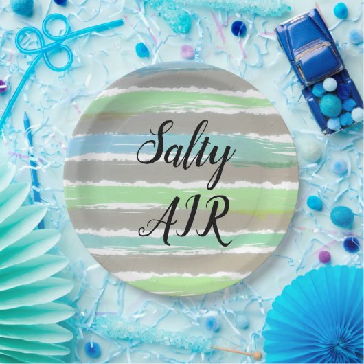 Driftwood Grau Blaue Streifen Salty Air Pappteller (Party)