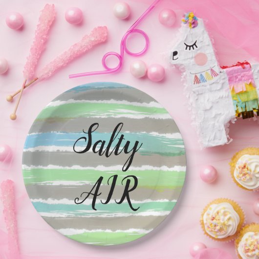 Driftwood Grau Blaue Streifen Salty Air Pappteller (Party)