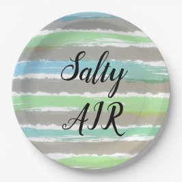 Driftwood Grau Blaue Streifen Salty Air Pappteller
