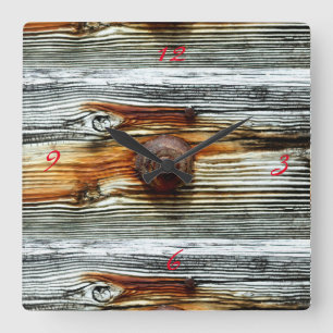 driftwood grey boards Thunder_Cove Quadratische Wanduhr
