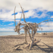 Driftwood-Kunstwerk am Hokitika Beach, Neuseeland Aufkleber (Vorderseite)